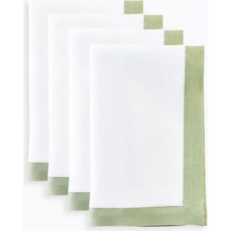 Solino Home Linen Dinner Napkins - Classic, 20 x 20 in Sage Green And White at Nordstrom, Size Large