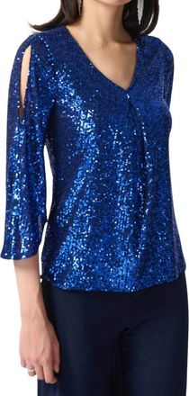 Joseph Ribkoff Sparkle Top In Navy/royal