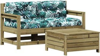 vidaXL Juego De Sof&aacute;s Jard&iacute;n 3 Pzas Y Cojines Madera Pino Impregnada Vidaxl