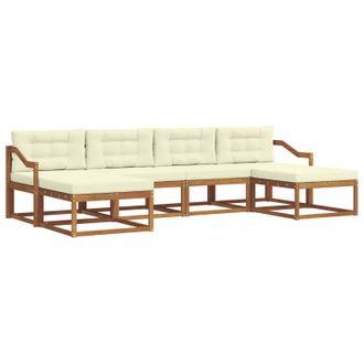 vidaXL Conjunto De Sof&aacute;s De Exterior Con Coj&iacute;n 6 Pcs Natural Y Crema Vidaxl