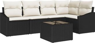 vidaXL Garden Dining Set with Cushion with Storage 6 pcs Brown, Cream Vidaxl