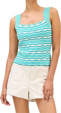 Allison New York Sasha Scallop Tank Top In Aqua Multi