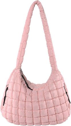 Generic Fiorky Nylon Shoulder Bag Crescent Bag for Women Puffer Tote Bag Quilted Stylish Commuting Bags Solid Color Women Cloud Hobo Bag Large Capacity Bubble