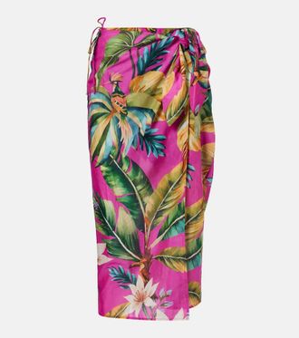 Farm Rio Tropicalia printed cotton midi skirt