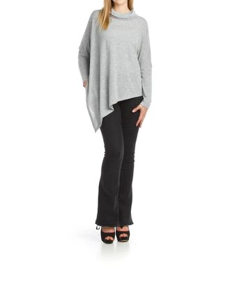 Papillon Stretchy Cowl Neck Poncho Style Sweater In Grey