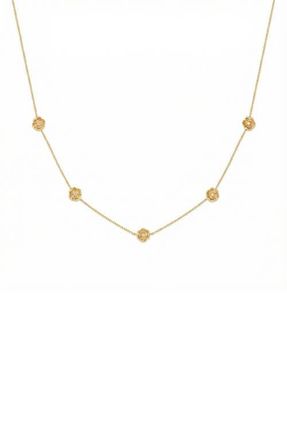 Made by Mary Cubic Zirconia Birthstone Flower Station Necklace in Gold August at Nordstrom