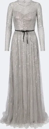 Monique Lhuillier Bow-detail sequined tulle bustier gown