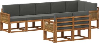 vidaXL Conjunto De Sof&aacute;s De Exterior 8 Uds. Natural Y Antracita Vidaxl