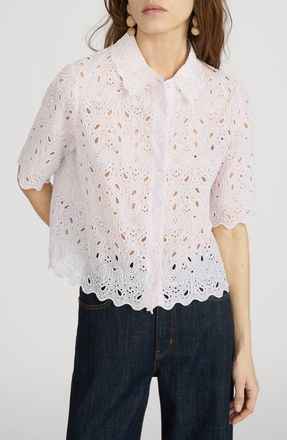 Frame Denim The Paisley Eyelet Shirt in Bubble Gum at Nordstrom, Size X-Large
