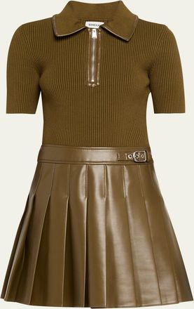 SIMKHAI Linnie Pleated Combo Mini Dress