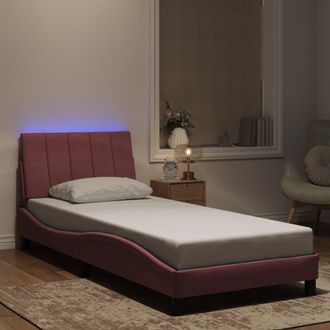 vidaXL Vidaxl - Estructura De Cama Con Luces Led Terciopelo Rosa 90x200 Cm