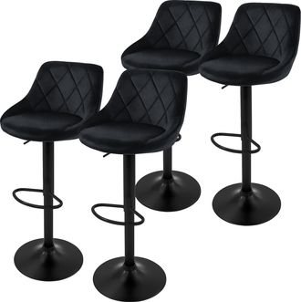 ML Design Ml-design - Juego De 4x Taburetes De Bar Bistro Tapizados En Piel Sint&eacute;tica Pu Negro Sillas Con Respaldo Ergon&oacute;mico Y Reposapi&eacute;s Asiento C&oacute;modo De Mos
