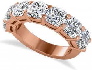 Allurez Cushion Lab Grown Diamond Seven Stone Wedding Band 14k Rose Gold (5.25ct)