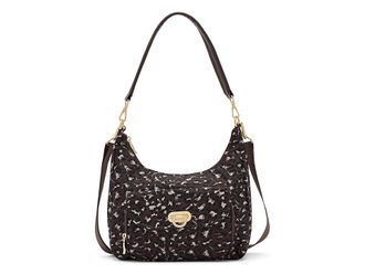 Baggallini Coastal Flip Lock Half Moon Bag Cross Body Womens Handbags Ganache Cheetah Gold Hardware, Nylon