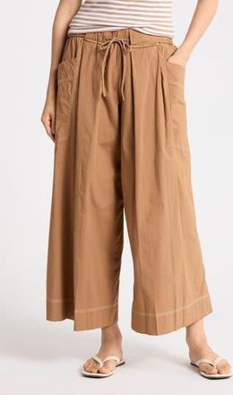 Democracy Cropped Wide Leg Poplin Pants in Candied Walnut at Nordstrom Rack, Size X-Small