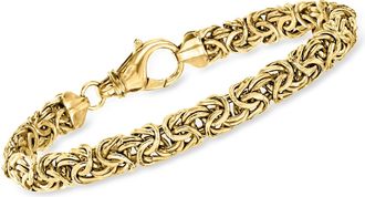 Ross-Simons 18kt Gold Over Sterling Silver Small Byzantine Bracelet