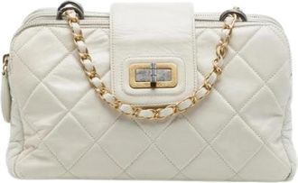 Chanel Pre-owned Vintage Quilted Shoulder Bag - Dames - Vintage Handtas - Wit - ONE Size - Leer - Vintage