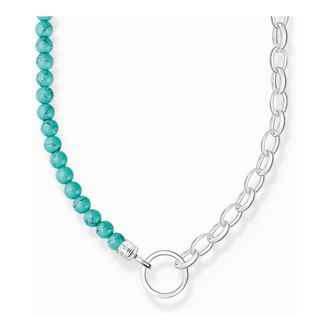 Thomas Sabo Necklaces, female, Gray, Size: ONE SIZE Womens Charm Necklace with Turquoise Beads Silver Ke2188-404-17-L45V