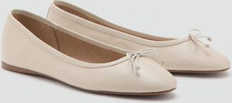 Mango Ballerine pelle fiocco bianco - Donna - 35 - MANGO