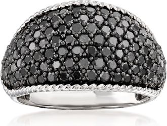 Ross-Simons Pave Black Diamond Dome Ring in Sterling Silver