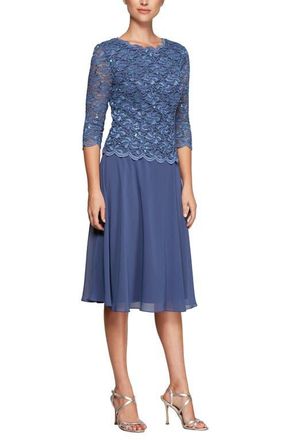 Alex Evenings Faux Two-Piece Cocktail Dress in Wedgewood at Nordstrom, Size 10