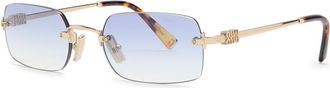 Miu Miu Rimless Rectangle-frame Sunglasses - Blue - One Size