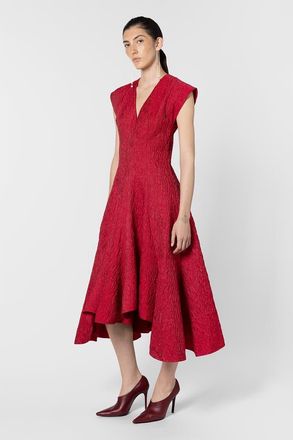 Roksanda Ilincic Sapha Textured Midi Dress in Bennett Red at Nordstrom, Size 4