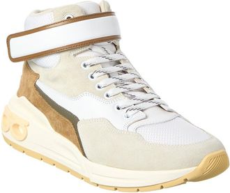Ferragamo Cosma Leather & Mesh High-Top Sneaker