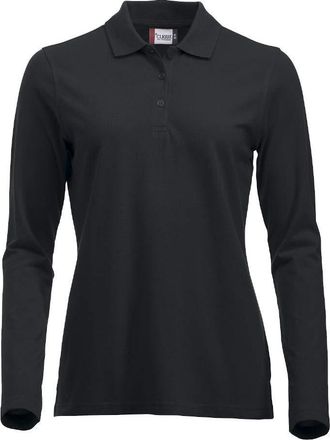 Clique Clique Womens Classic Long Sleeved Womens Marion Polo Regular Fit Plain Polo Long Sleeve Polo Shirt, Black, 14 (Manufacturer Size: Large)