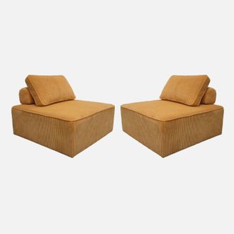 Sweeek Sweeek - Sof&aacute; Modular De Pana, 2 Plazas, Lao, Mostaza, 90x90x40 Cm