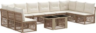 vidaXL Conjunto De Sof&aacute;s De Jard&iacute;n 11 Uds. Beige Rat&aacute;n Sint&eacute;tico Vidaxl