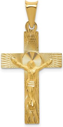 Diamond2Deal 14k Yellow Gold Polished Satin Diamond-Cut Crucifix Pendant