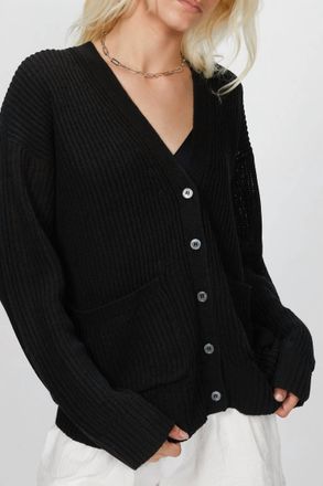 6397 Ribbed Kurt Cardigan In Black