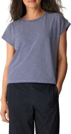 Eileen Fisher Striped Organic Cotton T-Shirt in Infinity at Nordstrom, Size Xx-Small