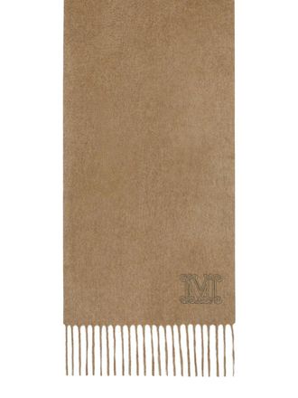 Max Mara fringed logo scarf - Neutrals