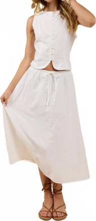 Sadie & Sage Sundream Eyelet Drawstring Maxi Skirt In White