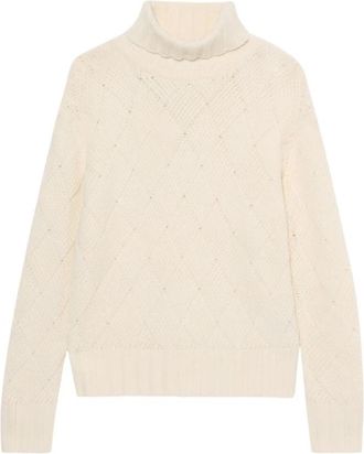 Brooks Brothers Lamswollen coltrui - Dames - Coltruien - Wit - XS - Wol - Truien & Vesten