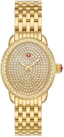 Michele Serein Oval Diamond Bracelet Watch, 24mm x 27mm in Gold at Nordstrom