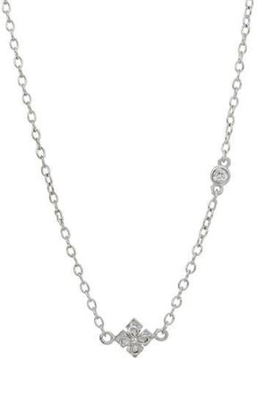 Savvy Cie Jewels Princess Cut Cubic Zirconia Quadrant Pendant Necklace in White at Nordstrom Rack