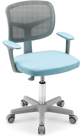 Costway Costway - Silla Para Escritorio Infantil/silla De Ordenador Para Ni&ntilde;os 3-10 A&ntilde;os Altura Regulable, Ruedas Con Frenos/silla Giratoria De Red (azul)