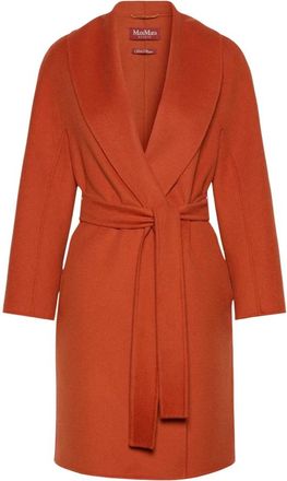 Max Mara Cles omslagjas - Dames - Jas met riem - Oranje - XS - Wol - Jassen