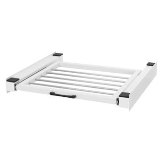 ML Design Ml-design - Bastidor Intermedio Con Tendedero Extra&iacute;ble De Acero 60,5x54,5 Cm Blanco Soporte De Conexi&oacute;n Para Lavadora Y Secadora Kit Intermedio Unive
