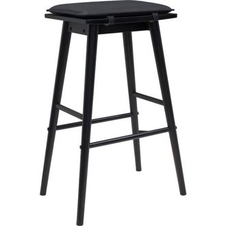 Jonathan Y Designs Peroni Classic Saddle-Seat Solid Wood/Vegan Leather Backless Stool with Removeable Cushion in Black (26 Counter Stool) at Nordstrom, Size