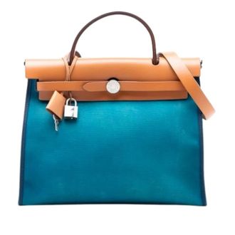 Herm&egrave;s Pre-owned Handbags, female, Blue, Size: ONE SIZE Pre-owned Canvas Shoulder Bag