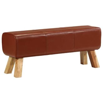 vidaXL Vidaxl - Banco Potro Bok Madera De Mango Y Cuero Marr&oacute;n 110 Cm