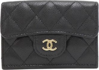 Chanel Black Bordeaux Grained Calfskin Wallet (Tri-Fold) (Pre-Owned)