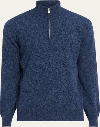 Brunello Cucinelli Mens Cashmere Mouline Quarter-Zip Sweater