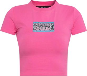 Versace Jeans Couture T-shirt met print - Dames - T-shirts - Roze - M - Katoen - Tops