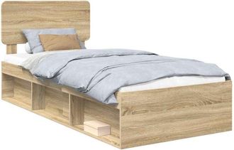 vidaXL Bed Frame with Headboard Sonoma 100 x 200 cm Solid Pine Wood vidaXL