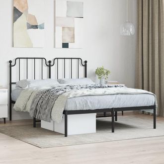 Berkfield Home Metal Bed Frame with Headboard Black 140x190 cm